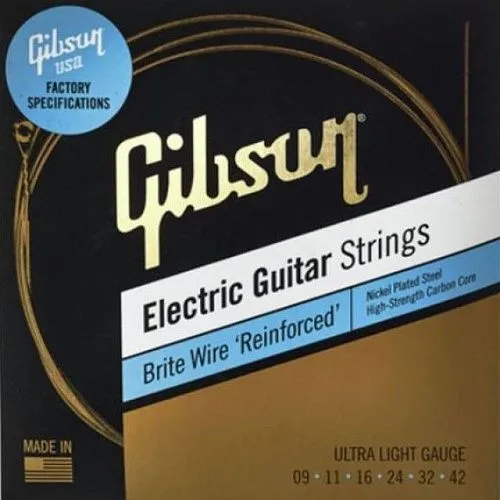 Gibson SEG-BWR9 Brite Wire Reinforced Electric Guitar Strings, Light Gauge Струны для электрогитары