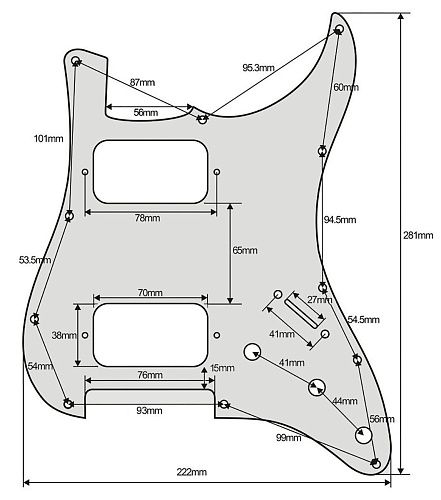 Musiclily MX2248AW Защитная накладка для электрогитары Fender Stratocaster HH, 3 слоя, белая.