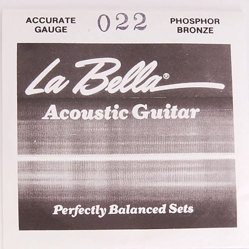La Bella PW022 Отдельная стальная струна для акустической гитары, 022, фосфорная бронза.