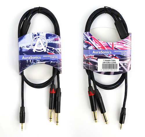 AuraSonics J35Y2J63-1-LONG Коммутационный Y-кабель jack 3.5мм <-> 2 x jack 6.35 мм.