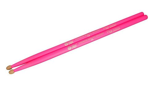 HUN 10101003010 Fluorescent Series 7A Pink Барабанные палочки, деревянный наконечник.