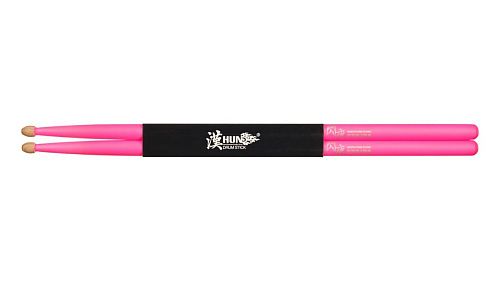 HUN 10101003010 Fluorescent Series 7A Pink Барабанные палочки, деревянный наконечник.