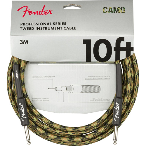 Fender Professional Series Instrument Cable Straight/Straight 10' Woodland Camo Кабель гитарный.