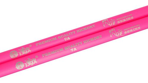 HUN 10101003010 Fluorescent Series 7A Pink Барабанные палочки, деревянный наконечник.