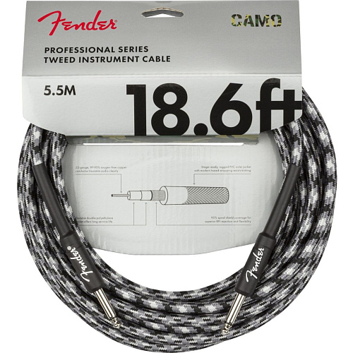 Fender Professional Series Instrument Cable Straight/Straight 18.6' Winter Camo Кабель гитарный.
