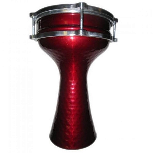 Дарбука алюминиевая кованная красная (диаметр: 17,5 см, высота: 35 см, 5 бо...