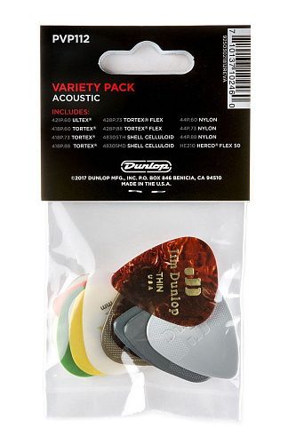 Dunlop PVP112 Набор медиаторов для акустической гитары, 12 шт.