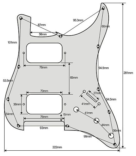 Musiclily MX2248CM Защитная накладка для электрогитары Fender Stratocaster HH, 3 слоя, кремовая.