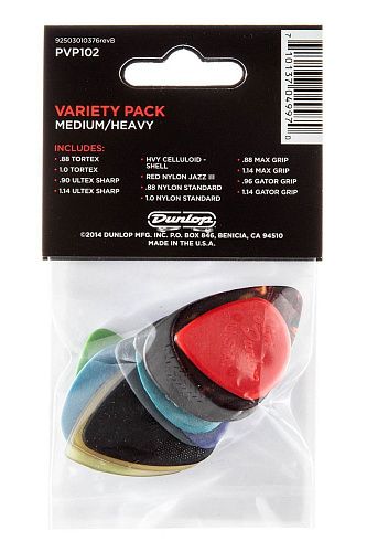 Dunlop PVP102 Набор медиаторов Guitar MED/HVY Pick Variety Pack, 12 шт.
