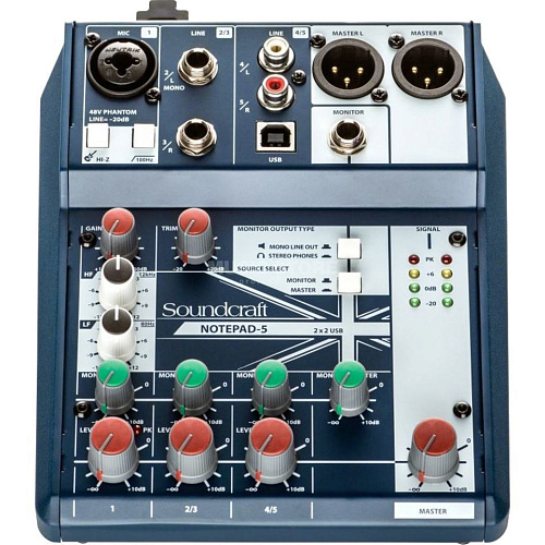Soundcraft Notepad-5 Компактный 5-канальный микшерный пульт с USB.