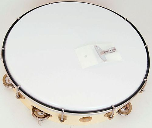 Dadi MT6-121W Тамбурин с пластиком круглый 12" настраиваемый с 1 рядом бубенцов, корпус - пластик.
