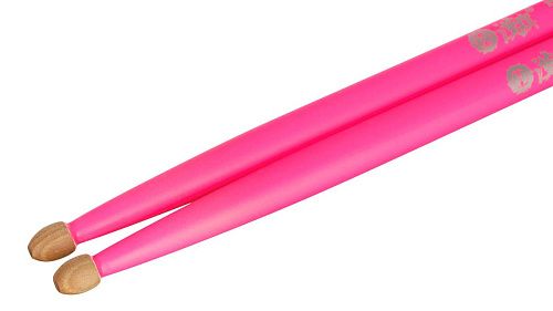 HUN 10101003010 Fluorescent Series 7A Pink Барабанные палочки, деревянный наконечник.