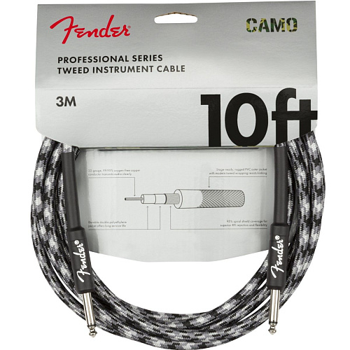 Fender Professional Series Instrument Cable Straight/Straight 10' Winter Camo Кабель гитарный.